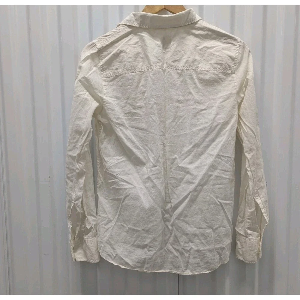 Boho Coastal Grandma Cream Sequin‎ J.Crew Boy Shirt Button Up Cotton Size 6